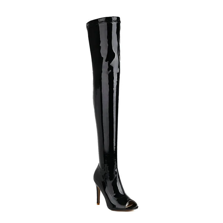 Side Zipper Fish Mouth Knee Dance Party Boots