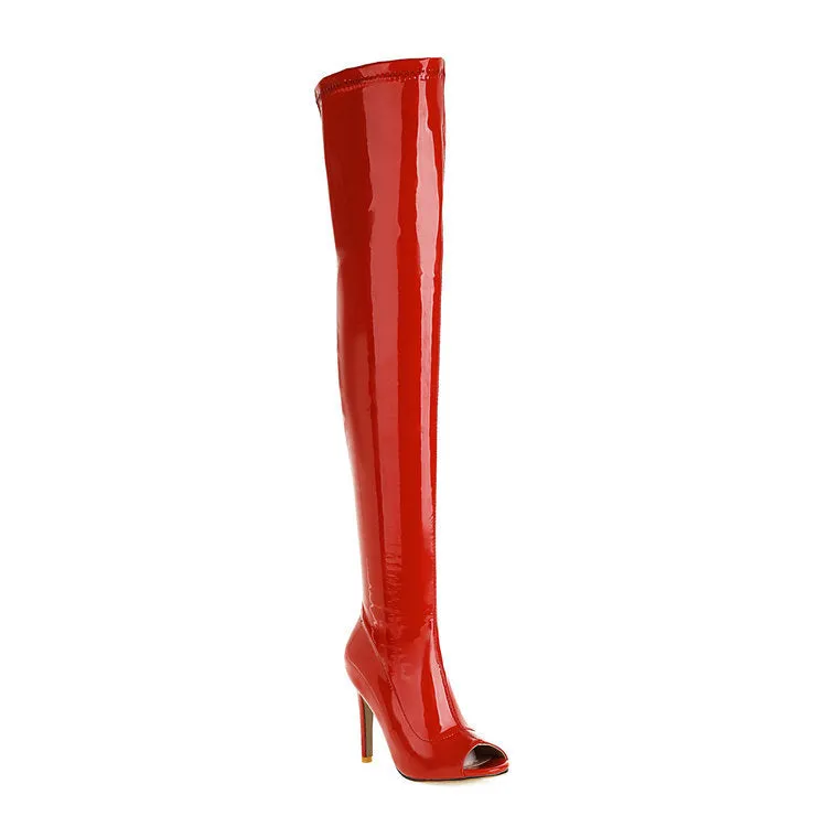 Side Zipper Fish Mouth Knee Dance Party Boots