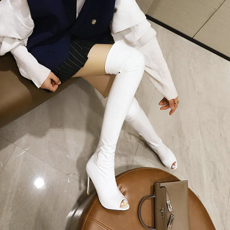 Side Zipper Fish Mouth Knee Dance Party Boots