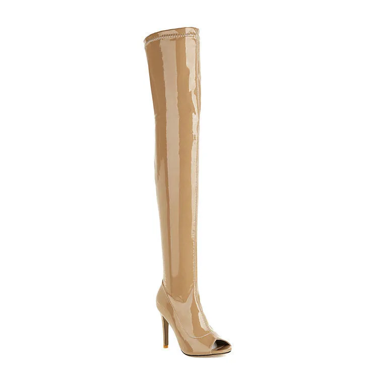 Side Zipper Fish Mouth Knee Dance Party Boots
