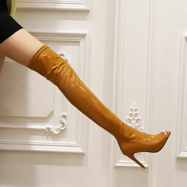Side Zipper Fish Mouth Knee Dance Party Boots