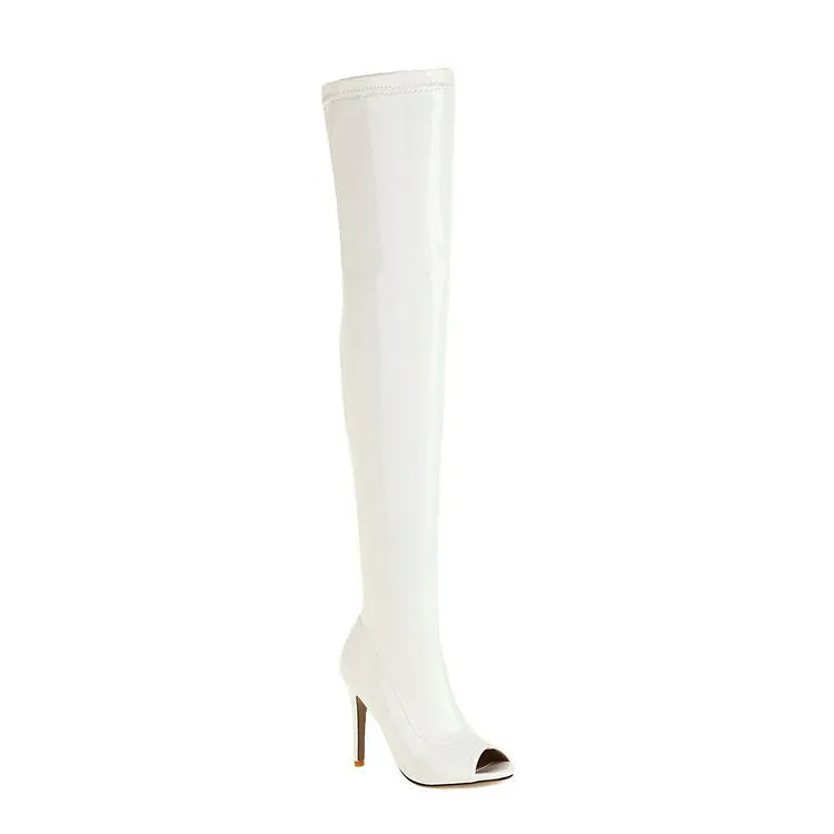 Side Zipper Fish Mouth Knee Dance Party Boots