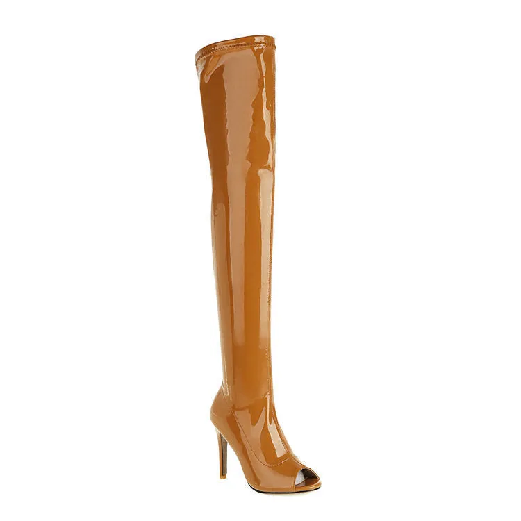 Side Zipper Fish Mouth Knee Dance Party Boots