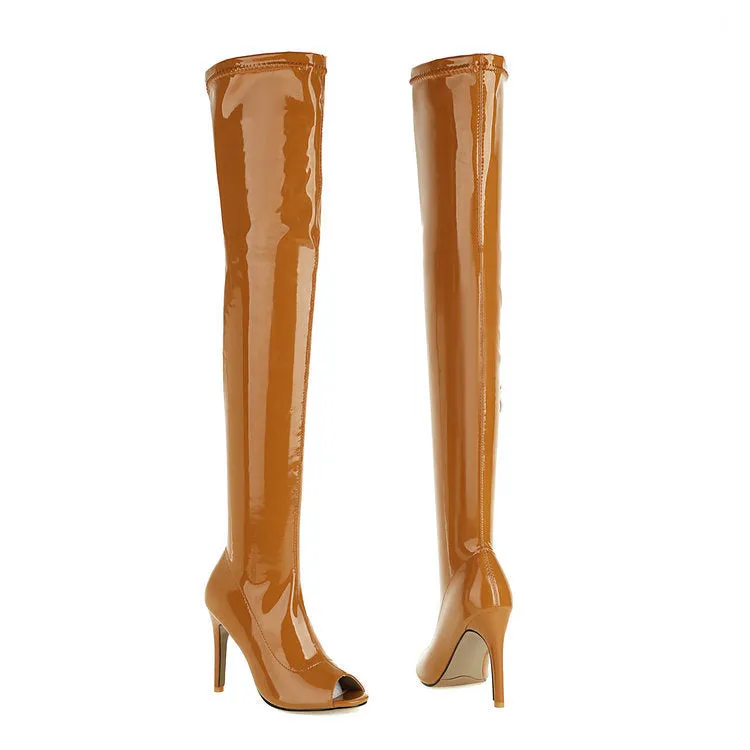 Side Zipper Fish Mouth Knee Dance Party Boots