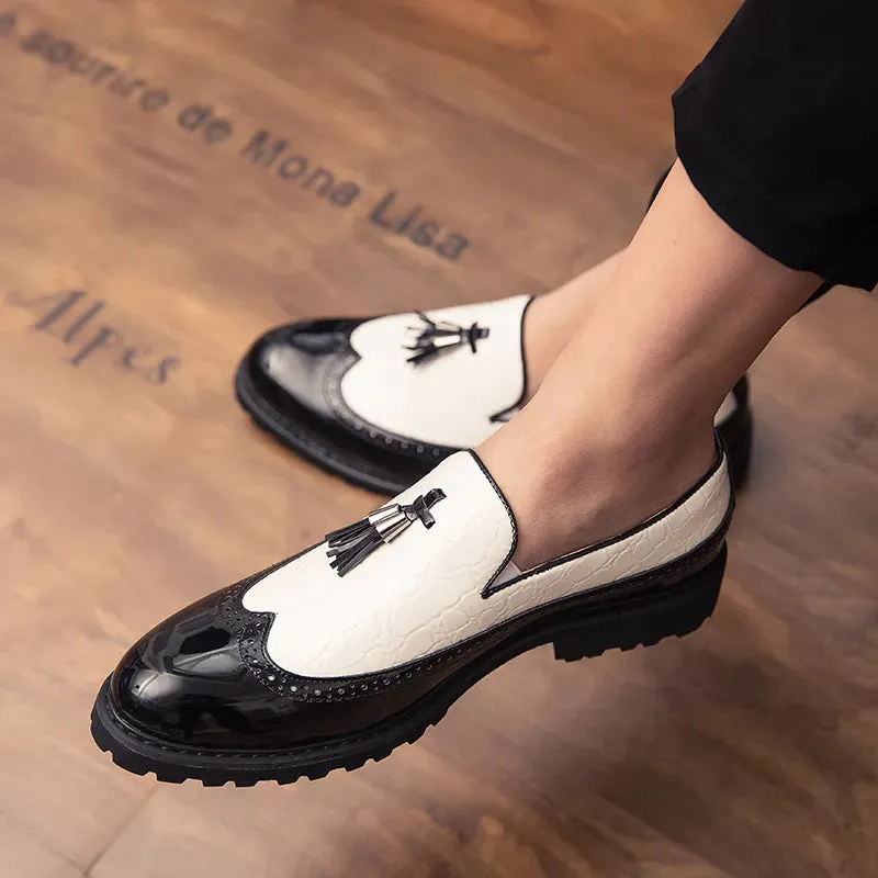 Sohiwoo Classic Men Business Driving Leather Shoes Wedding Dress Fashion Tassel Style Casual Dress Shoes Mens Loafers Plus Size 46 47 48