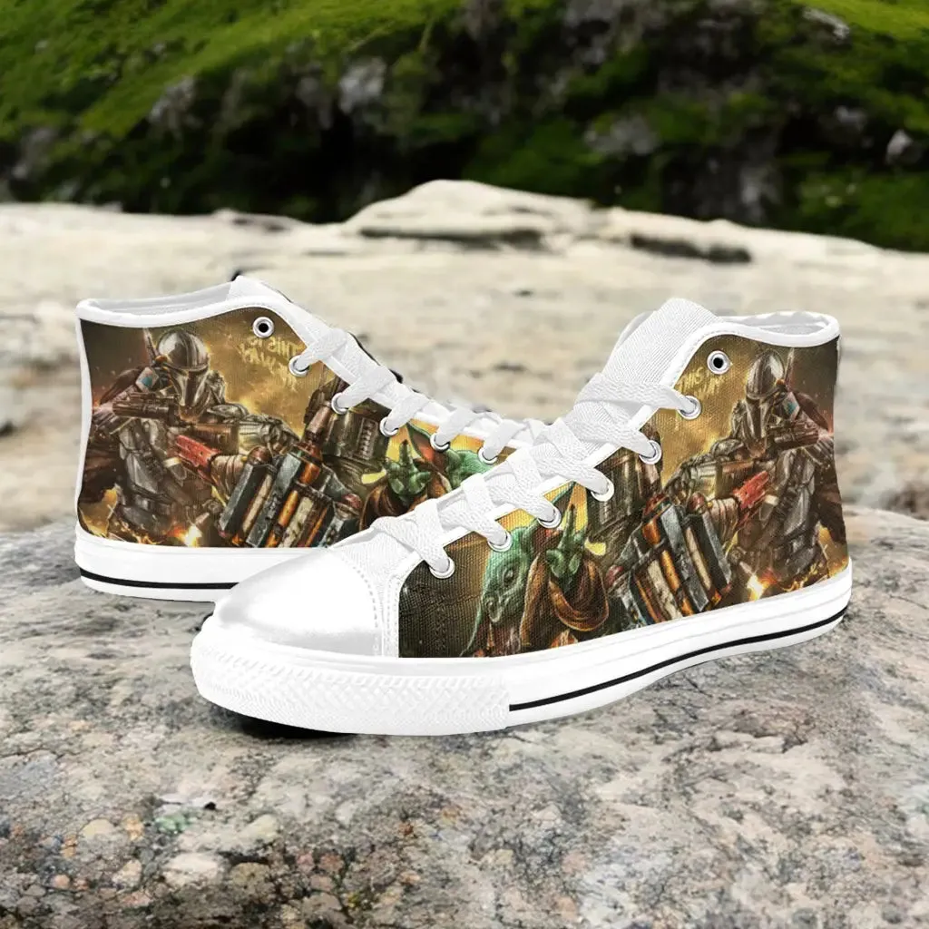 Star Wars The Mandalorian Shoes High Top Sneakers for Kids and Adults