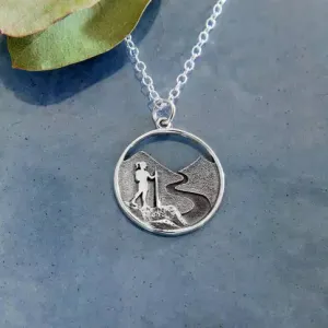 Sterling Silver Hiking Girl Necklace