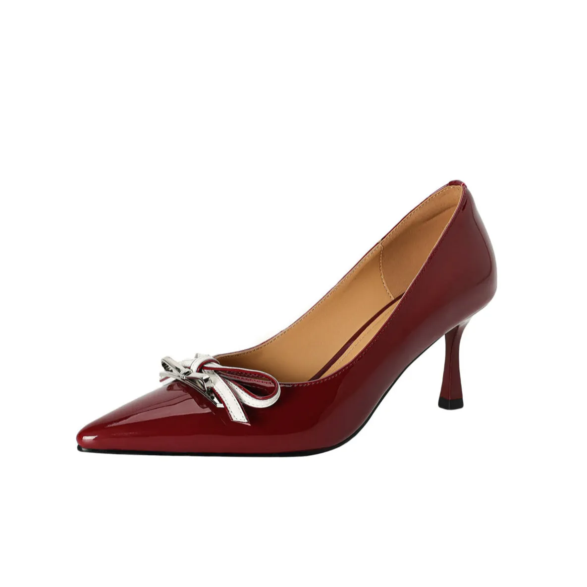 TinaCus Women's Handmade Patent Leather Bowtie Pointed Toe Stiletto Heel Pumps Shoes