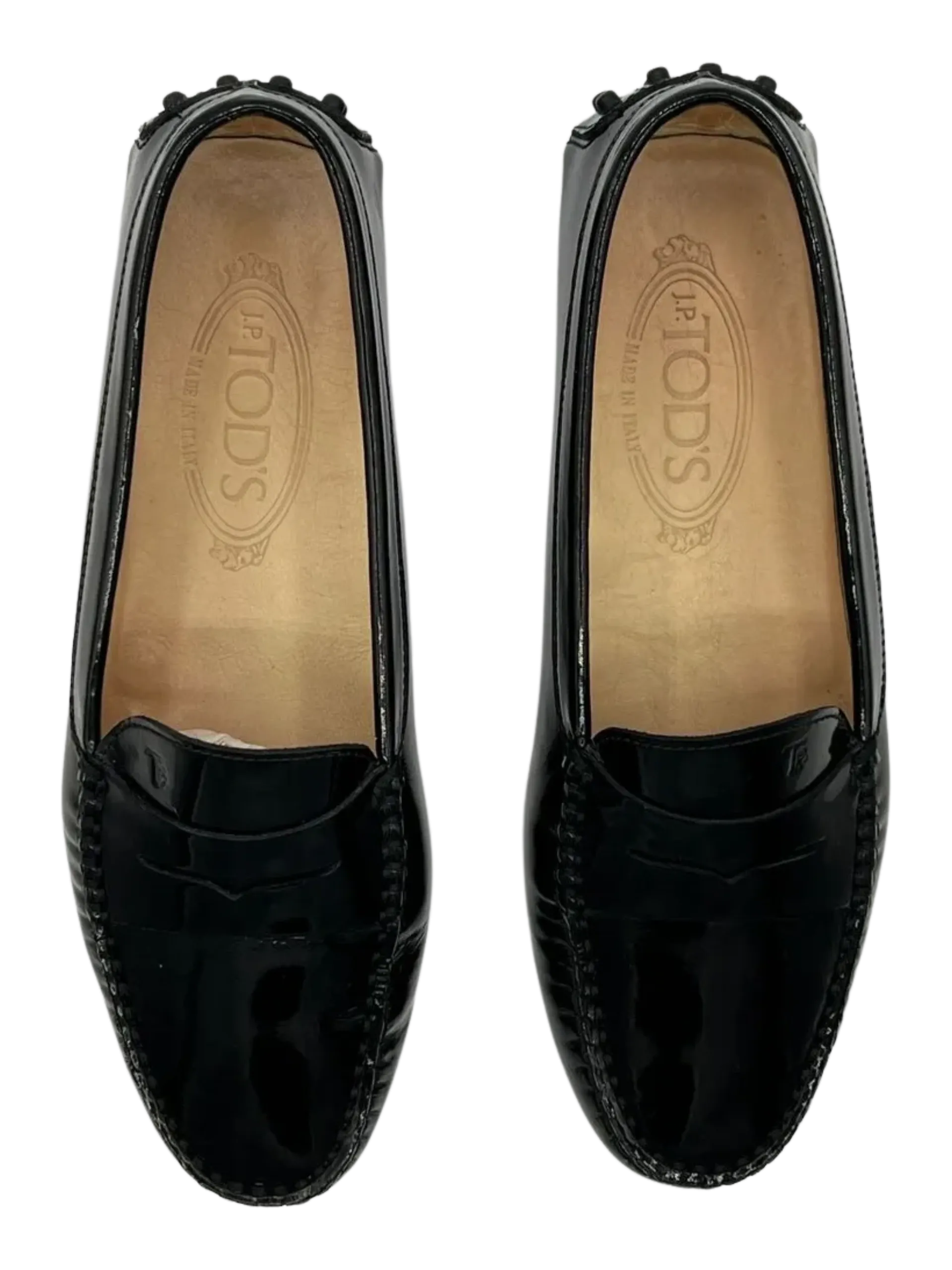 TODS Gommino Black Patent Leather Driving Loafers