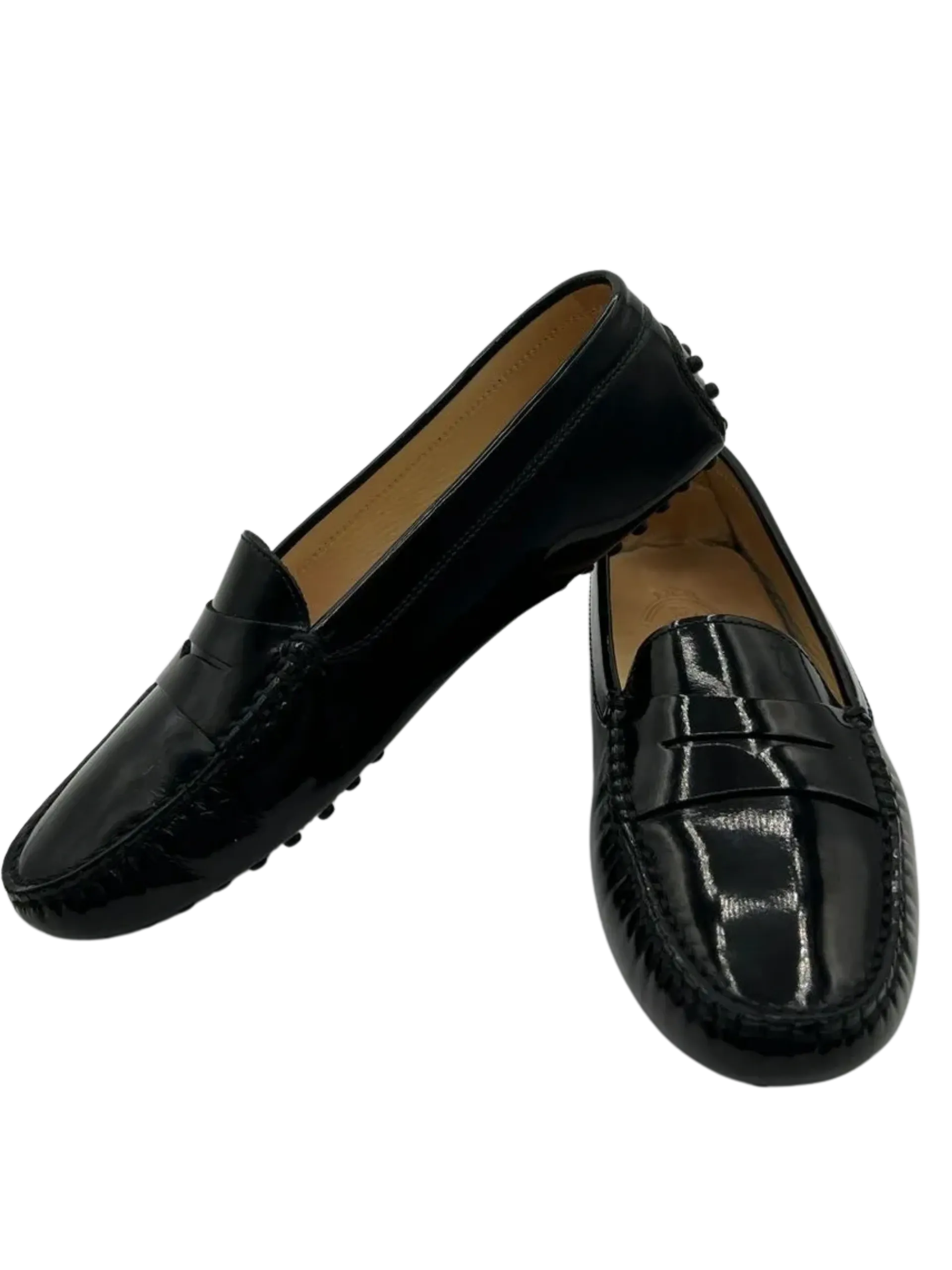 TODS Gommino Black Patent Leather Driving Loafers