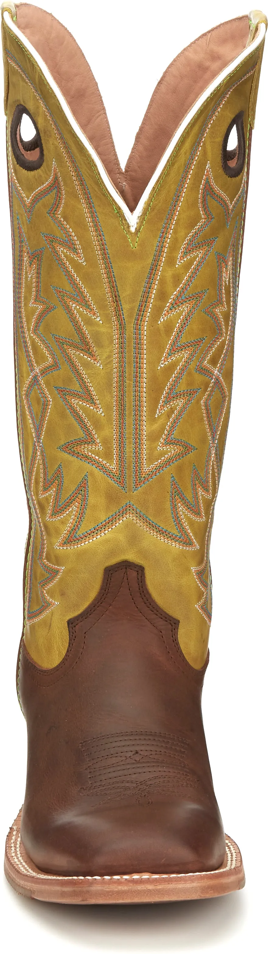 'Tony Lama' Men's 15" Fairview Buckaroo Western Square Toe - Brown / Moss Green
