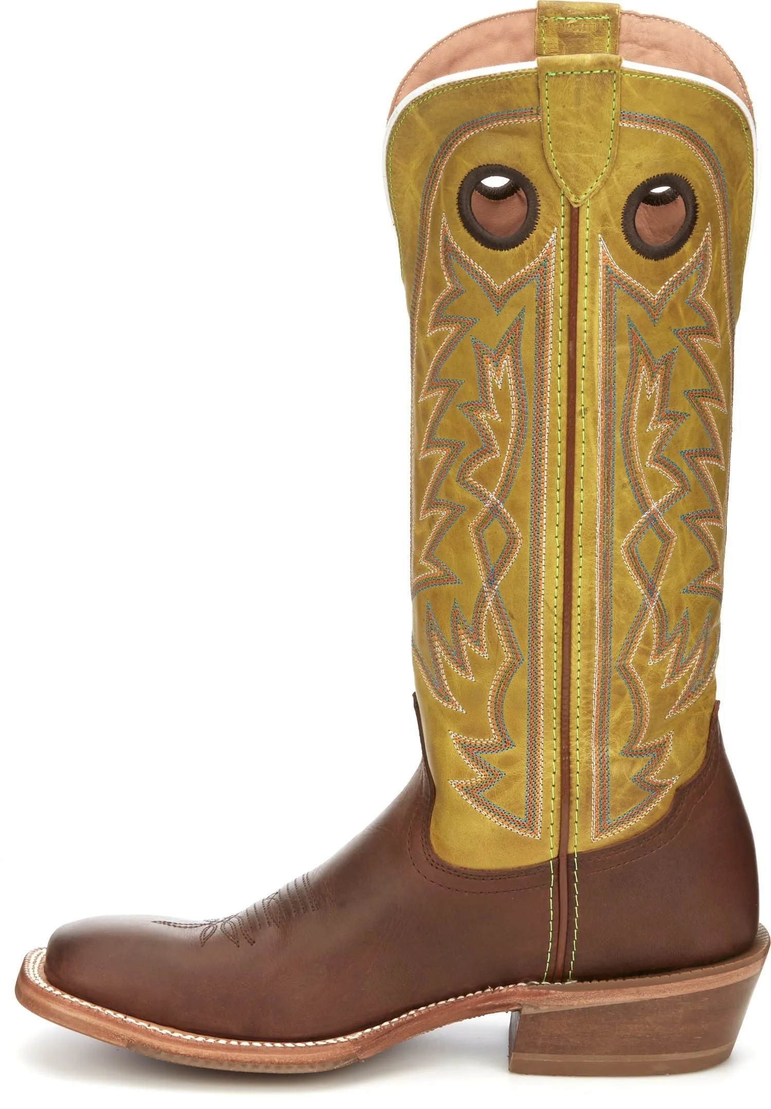 'Tony Lama' Men's 15" Fairview Buckaroo Western Square Toe - Brown / Moss Green