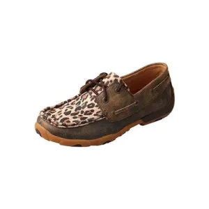 Twisted X Ladies Distressed Brown & Leopard Print Driving Mocs WDM0057