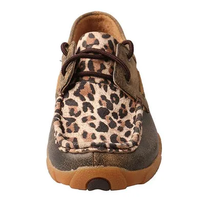 Twisted X Ladies Distressed Brown & Leopard Print Driving Mocs WDM0057