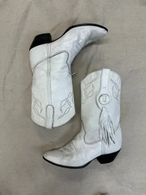 White Fringe Ankle Boots