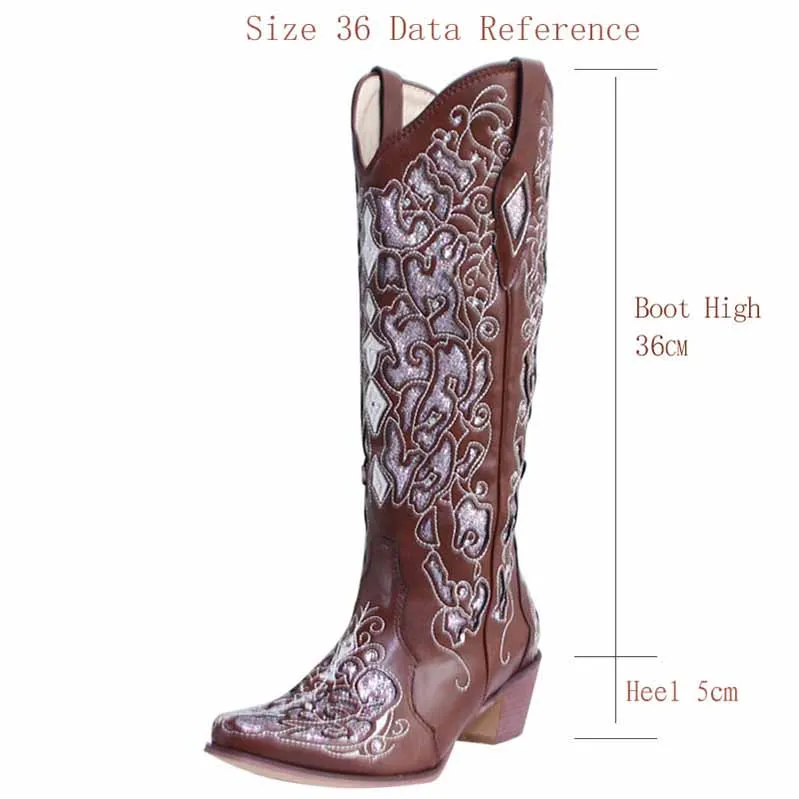 Women Country Wedding Dress Boots Bridesamid Mid Calf Cowgirl Boots