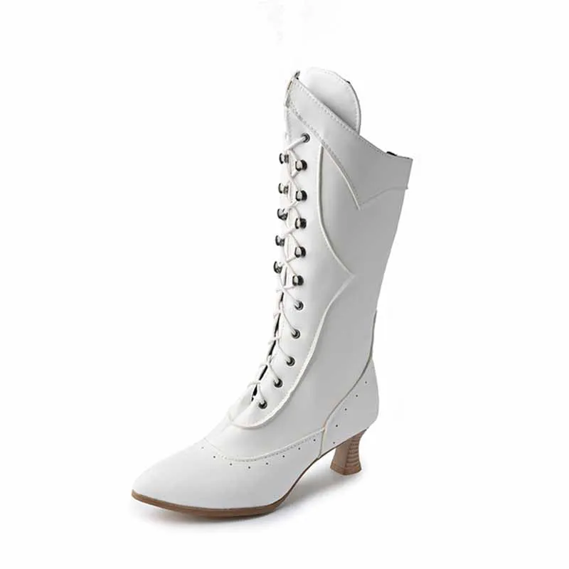 Women Low Heeled Wedding Boots Bridal Dress Shoes