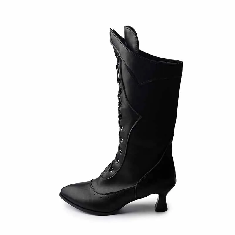 Women Low Heeled Wedding Boots Bridal Dress Shoes