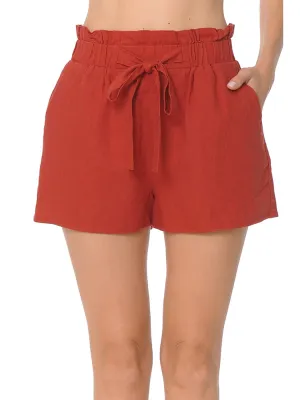 Women's Elastic Waist Linen Comfy Shorty Shorts (FWB1017)