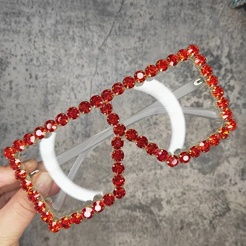 Women's Luxury UV400 Crystal Rhinestone Bling Gradient Shade Sunglasses