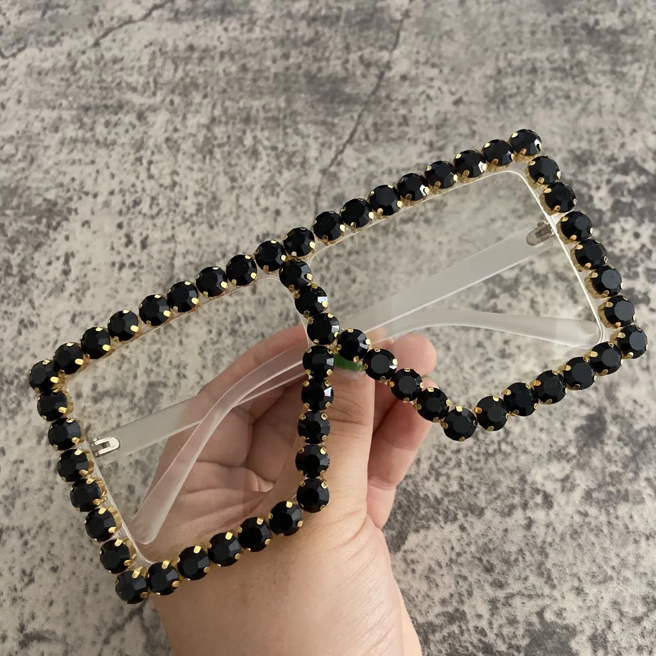Women's Luxury UV400 Crystal Rhinestone Bling Gradient Shade Sunglasses