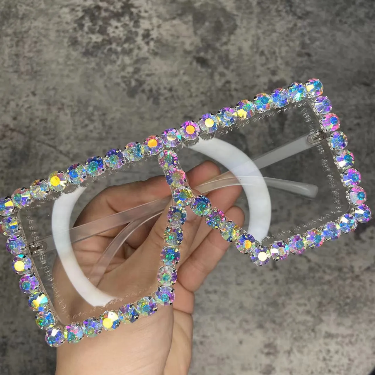 Women's Luxury UV400 Crystal Rhinestone Bling Gradient Shade Sunglasses