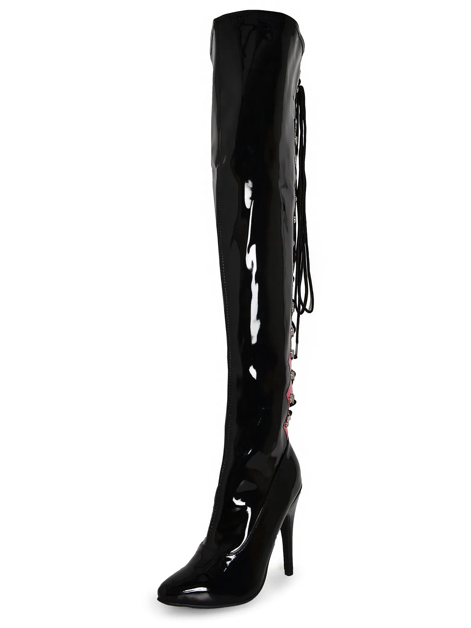 Worship Thigh Boots Black and Red