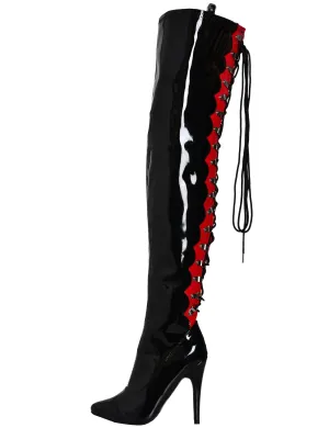 Worship Thigh Boots Black and Red