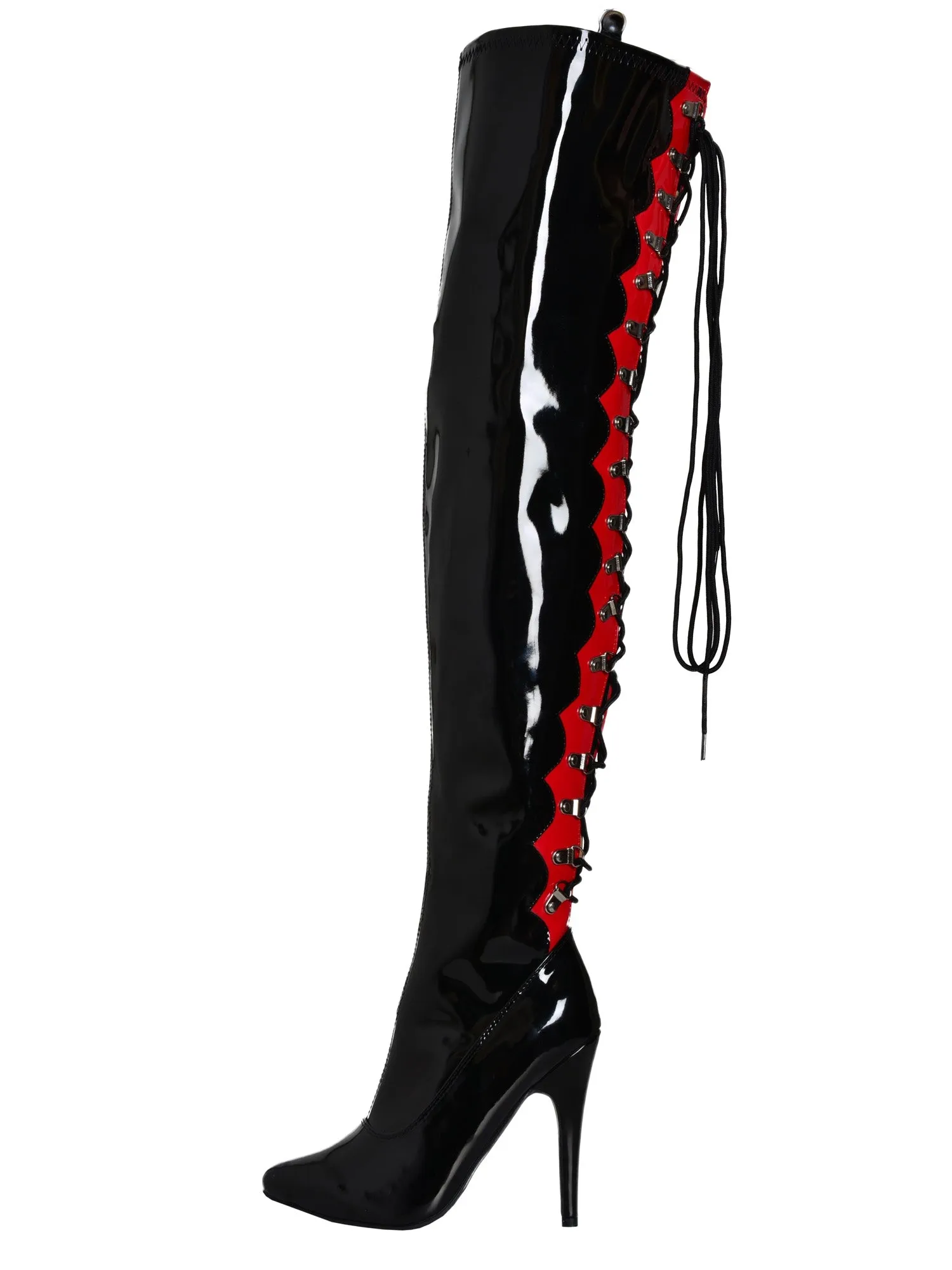 Worship Thigh Boots Black and Red
